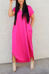 Maxikleid mit V-Ausschnitt und Seitenschlitz